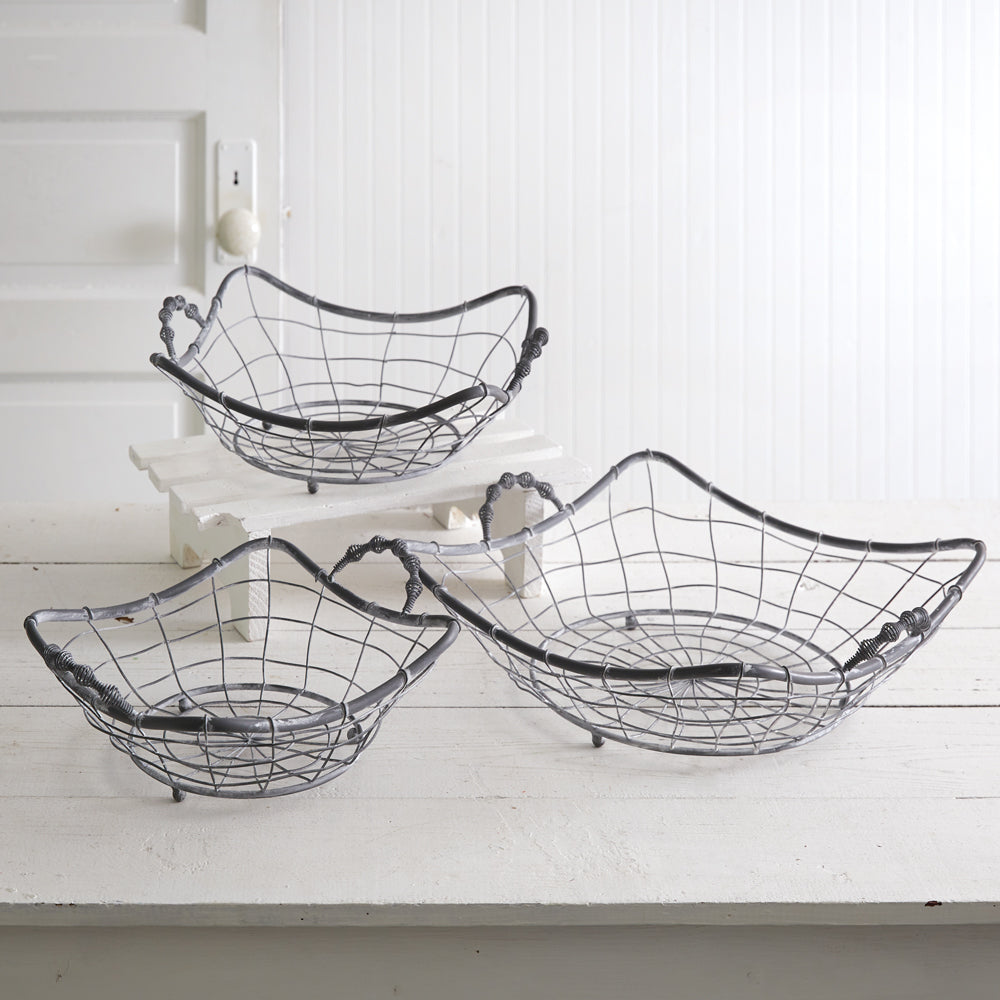 Set of Three French Country Wire Baskets - Bombay Mercantile
