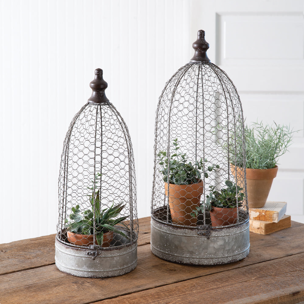 Set of Two Chicken Wire Cloches - Bombay Mercantile