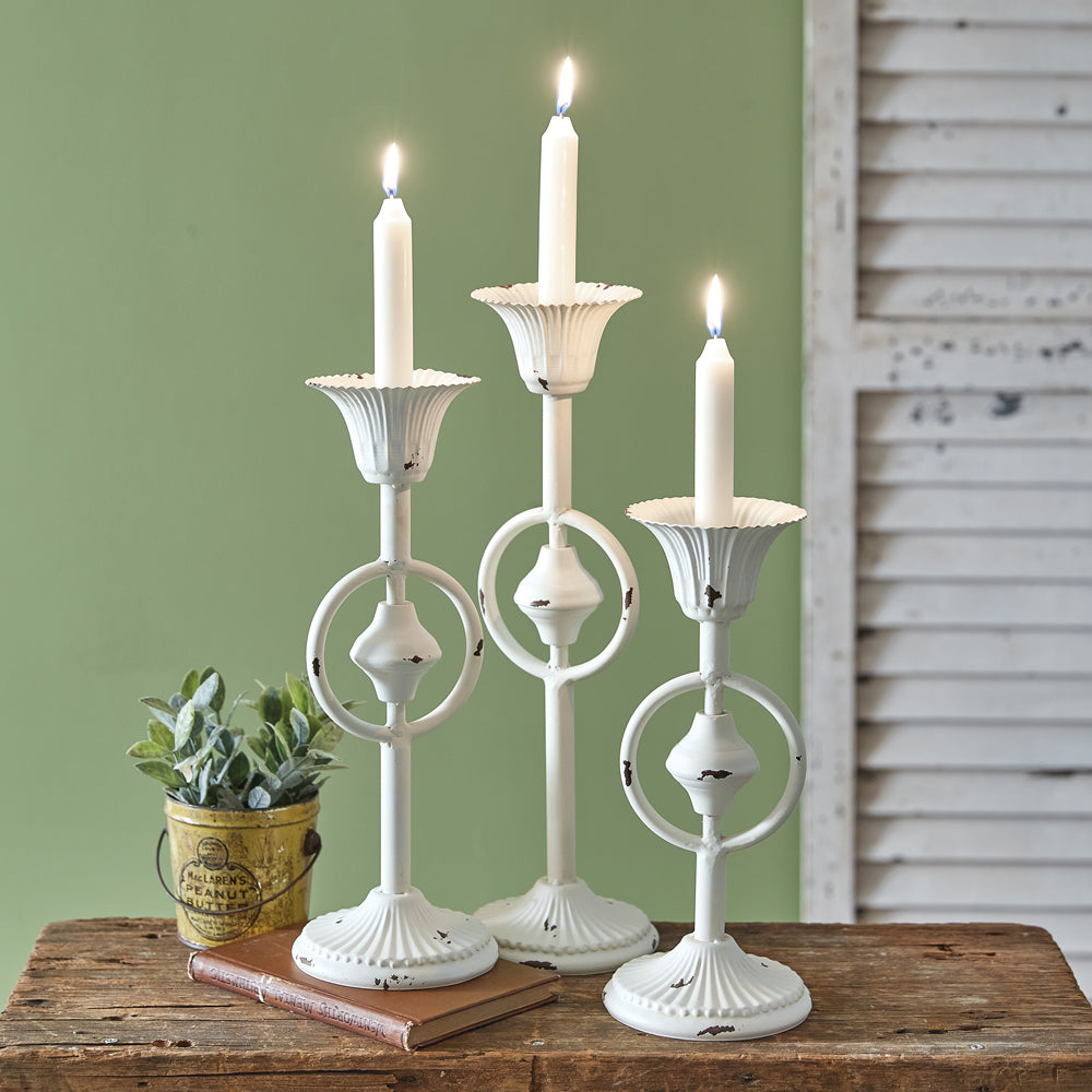 Set of Three Evelyn Taper Candle Holders - Bombay Mercantile