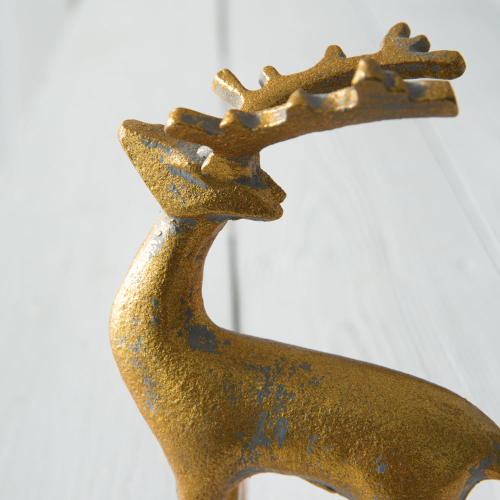 Set of Three Golden Reindeer Figurines - Bombay Mercantile