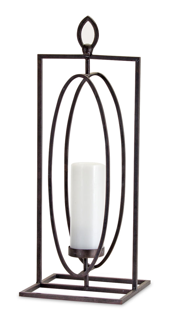 Set of 2, Oval metal candle holder - Bombay Mercantile