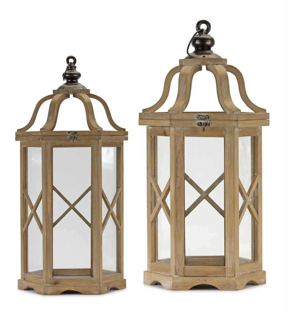 Set of 2 Curved Open top Lantern - Bombay Mercantile