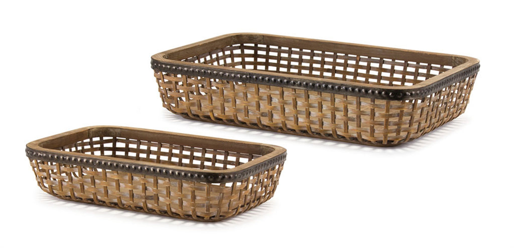 Set of 2 Bamboo Wooden Tray - Bombay Mercantile