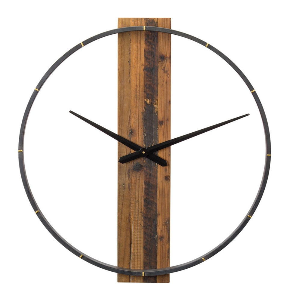 Wooden wall Clock with Iron Circle - Bombay Mercantile