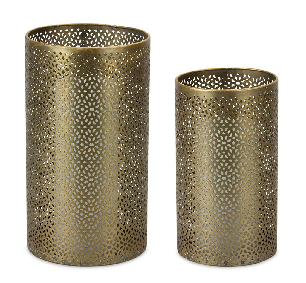 Set of 4, Golden Perforated Candle holder - Bombay Mercantile