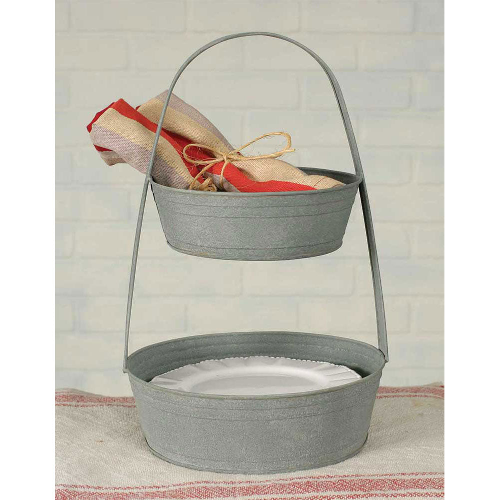 Two-Tier Metal Tote - Barn Roof - Bombay Mercantile