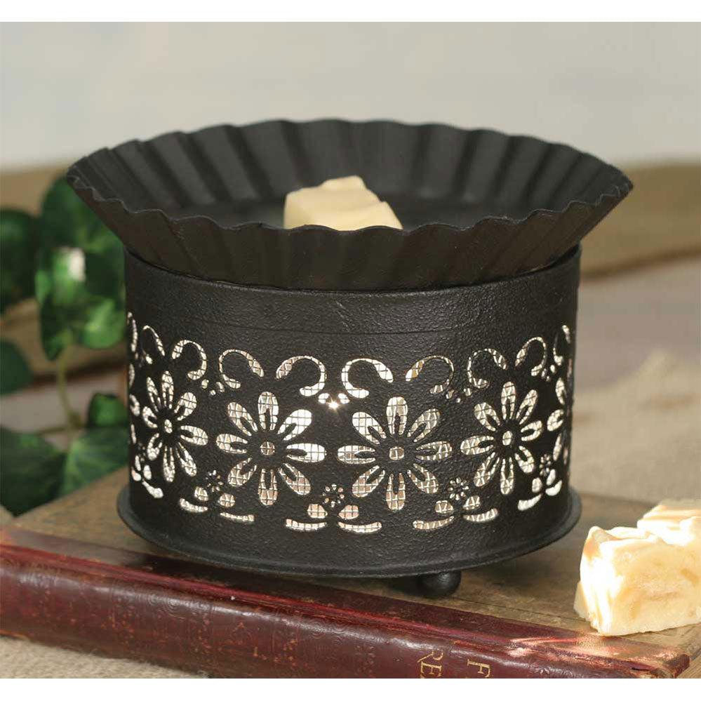 Short Round Wax Warmer - Daisy with Screen Insert - Bombay Mercantile