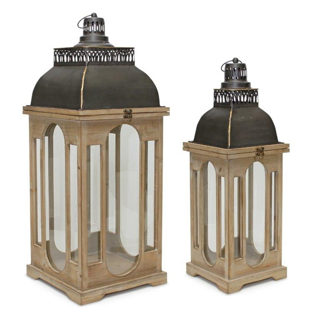 Set of 2, Curved Lid Lantern - Bombay Mercantile