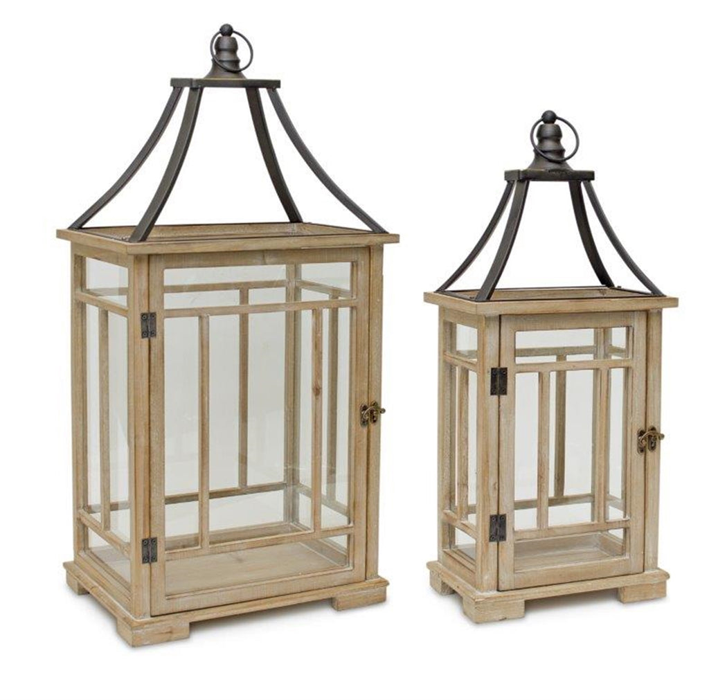 Set of 2, Open Metal Lid Lantern - Bombay Mercantile