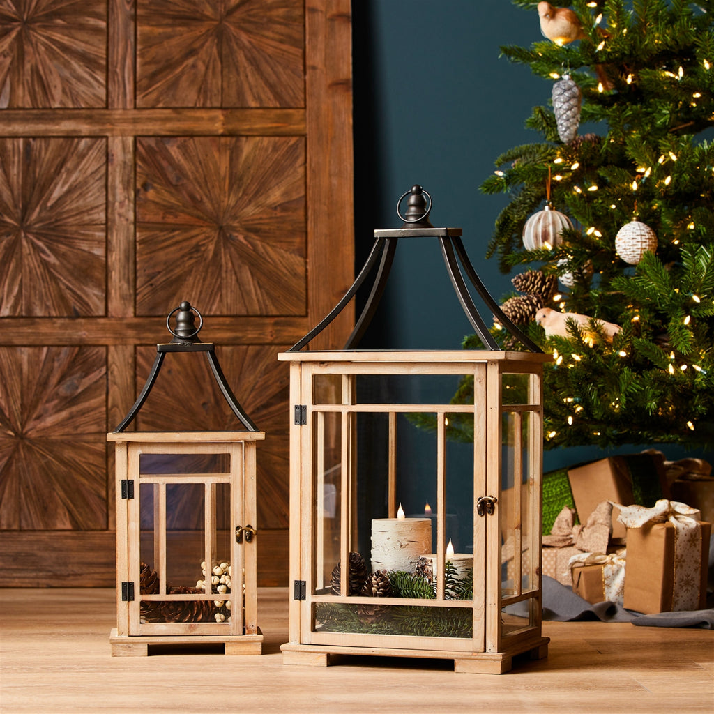 Set of 2, Open Metal Lid Lantern - Bombay Mercantile