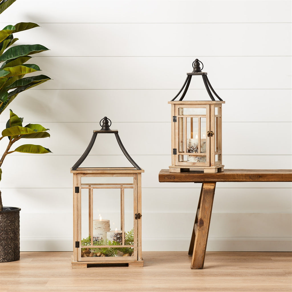 Set of 2, Open Metal Lid Lantern - Bombay Mercantile