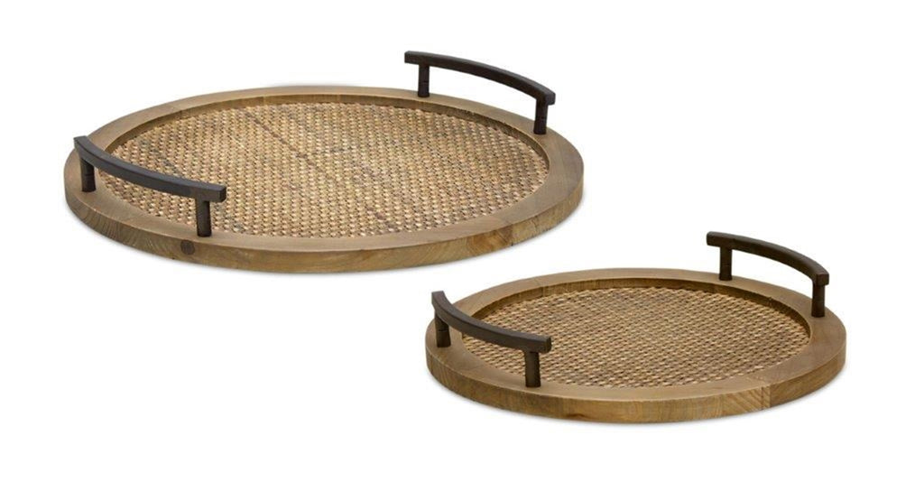 Set of 2 Rattan Trays - Bombay Mercantile