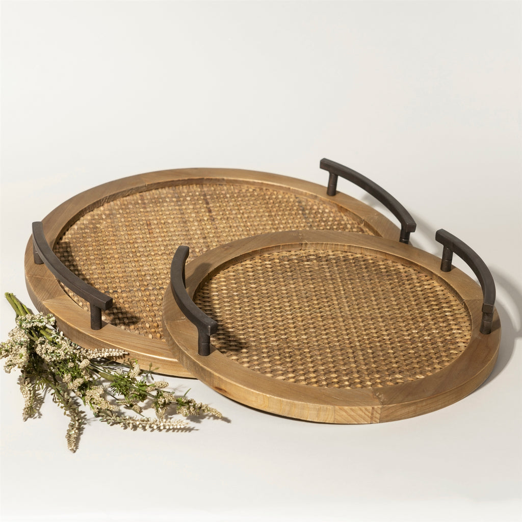 Set of 2 Rattan Trays - Bombay Mercantile