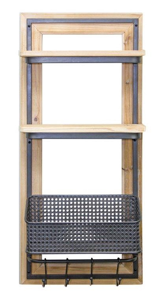 Wall Shelf With Basket - Bombay Mercantile