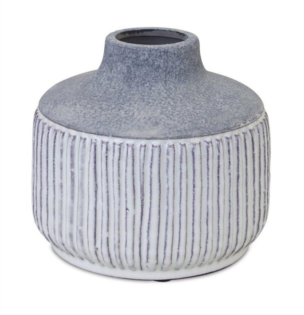 Grey Striped Bubble Vase, Small - Bombay Mercantile
