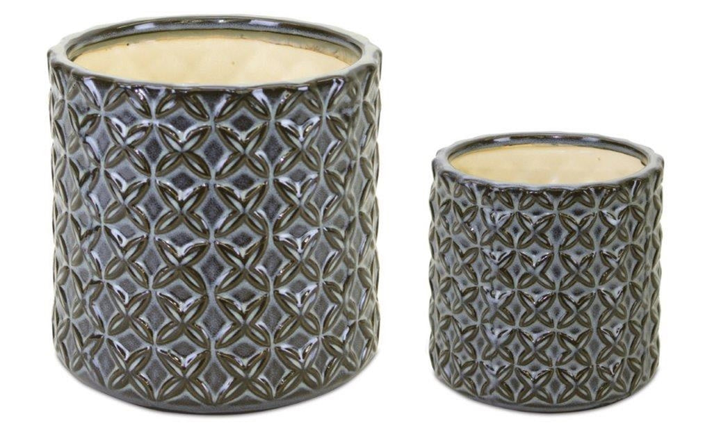 Geometric Pattern, set of 2 Pots - Bombay Mercantile
