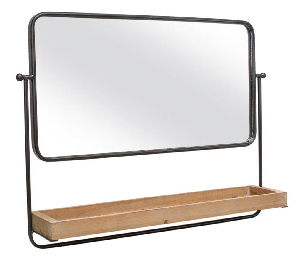 Metal Wall Mirror with Mirror Shelf - Bombay Mercantile