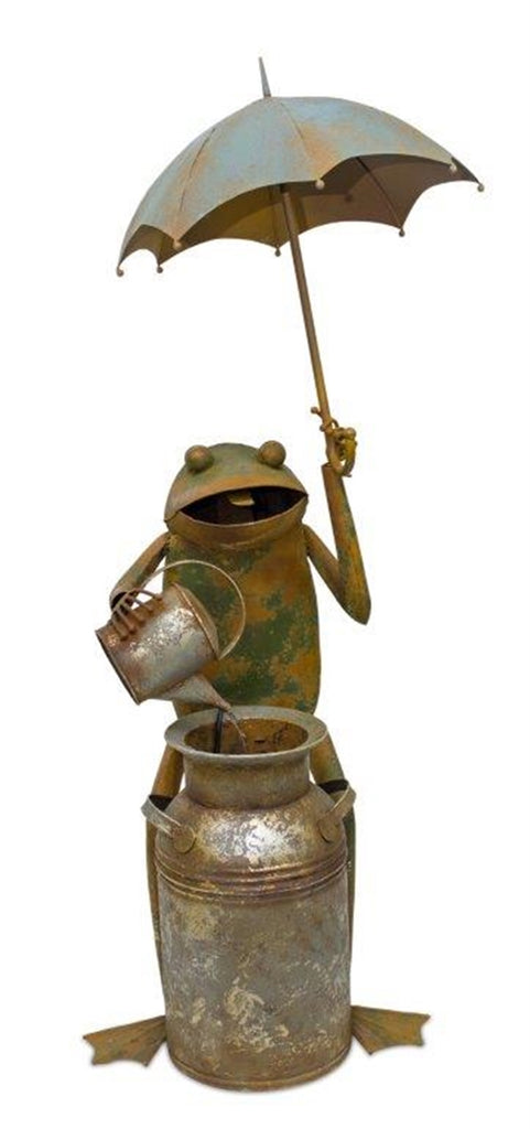 Frog With Umbrella Fountain - Bombay Mercantile
