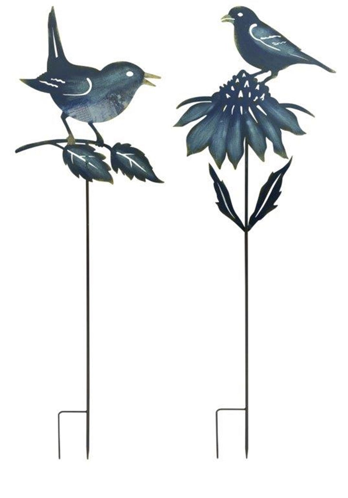 Blue Bird Garden Stake, Set of 2 - Bombay Mercantile