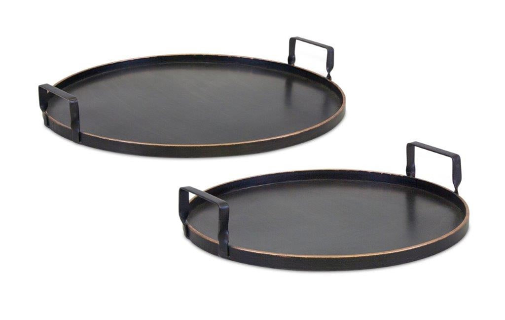 Set of 2 Metal Black Tray - Bombay Mercantile