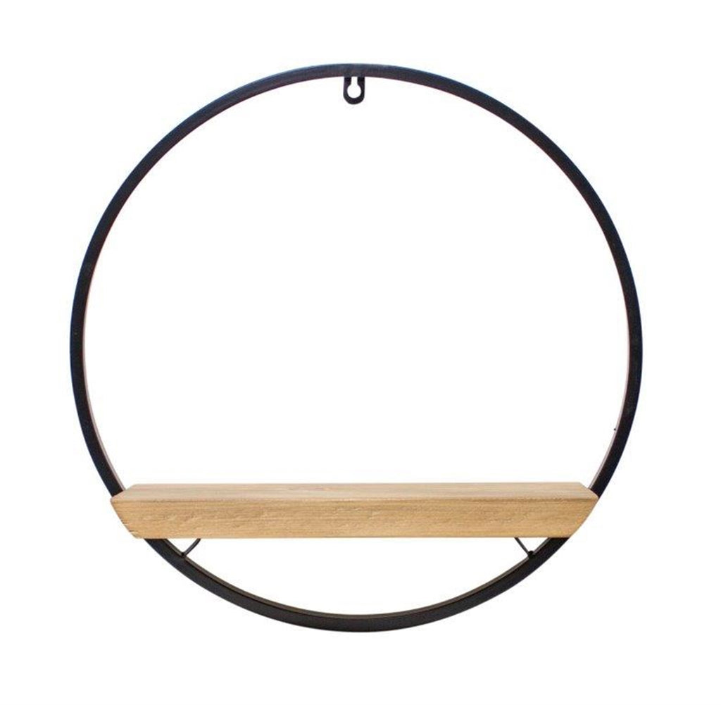 Circular Iron wood wall shelf - Bombay Mercantile