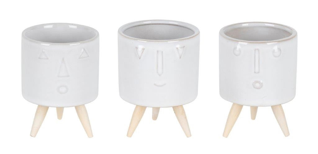 Set of 3 Vases with facial expression and legs - Bombay Mercantile