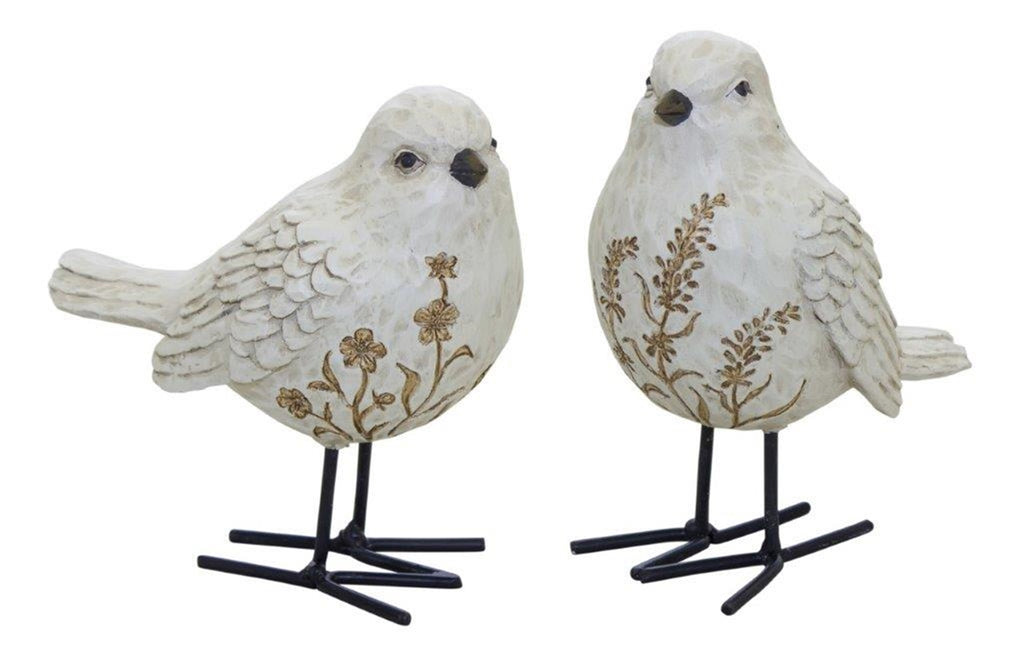 Set of 2 Resin Birds With floral Print - Bombay Mercantile
