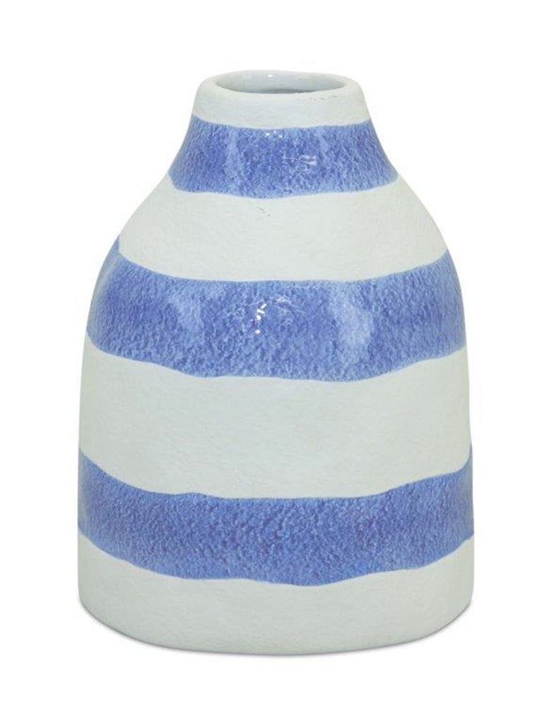 Blue and White Horizontal striped vase, set of 2 - Bombay Mercantile