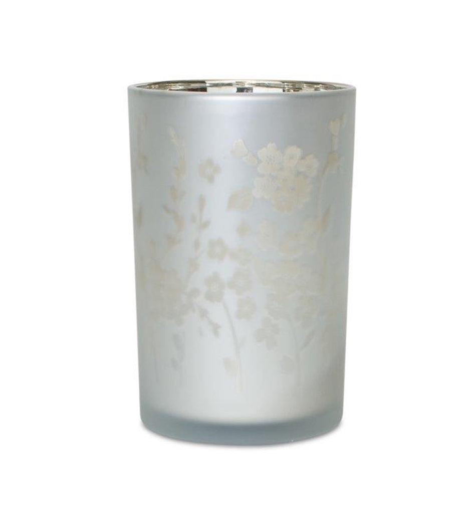 Set of 2, White glass Candle holder - Bombay Mercantile