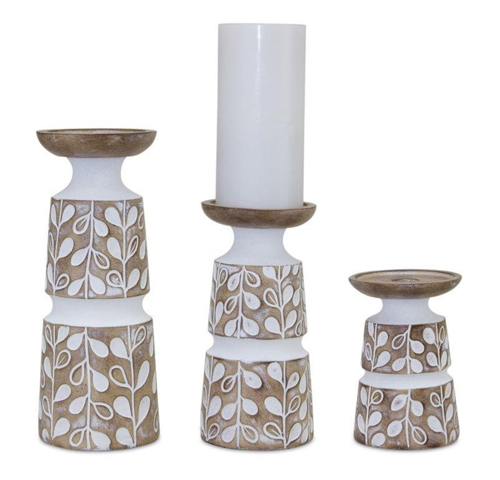 Set of 3, Resin Tiered Candle holder - Bombay Mercantile