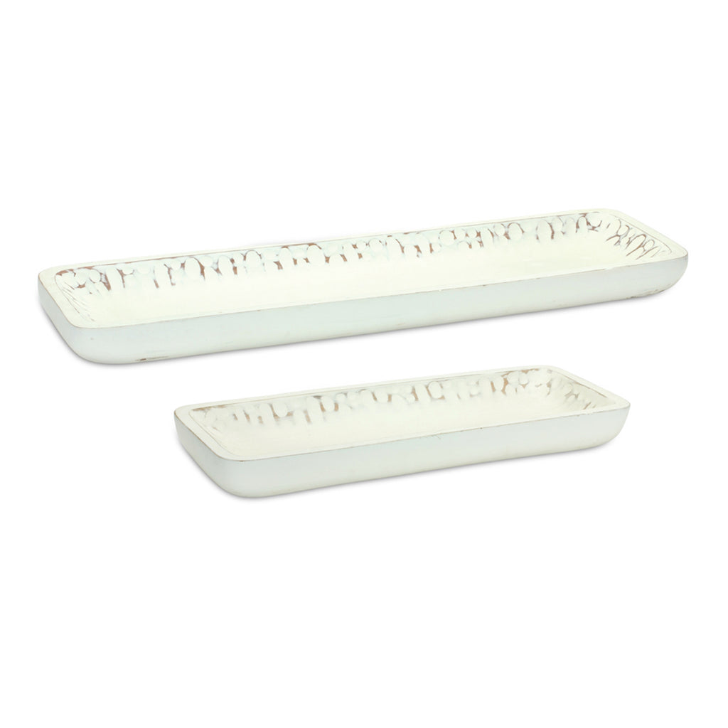 Set of 2 Mango Wood Tray - Bombay Mercantile
