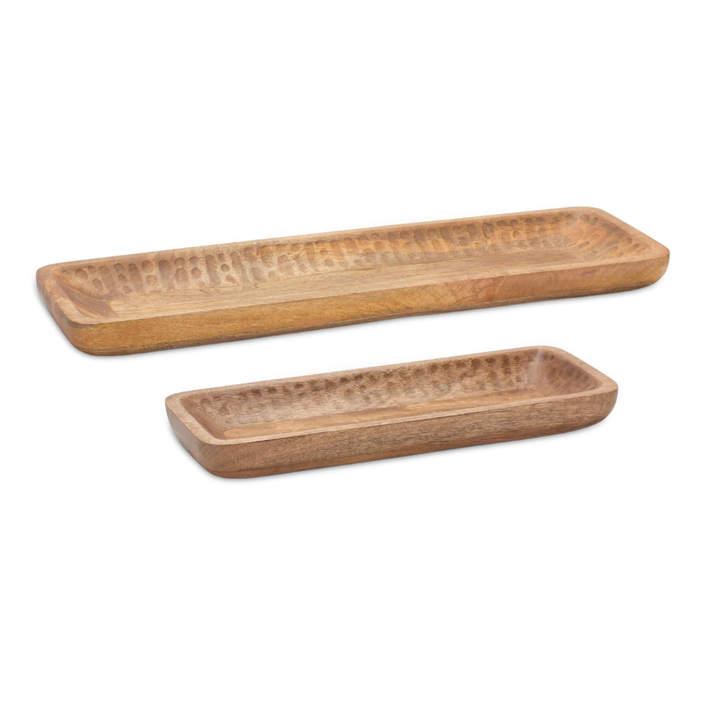 Set of 2 Mango Wood Tray - Bombay Mercantile