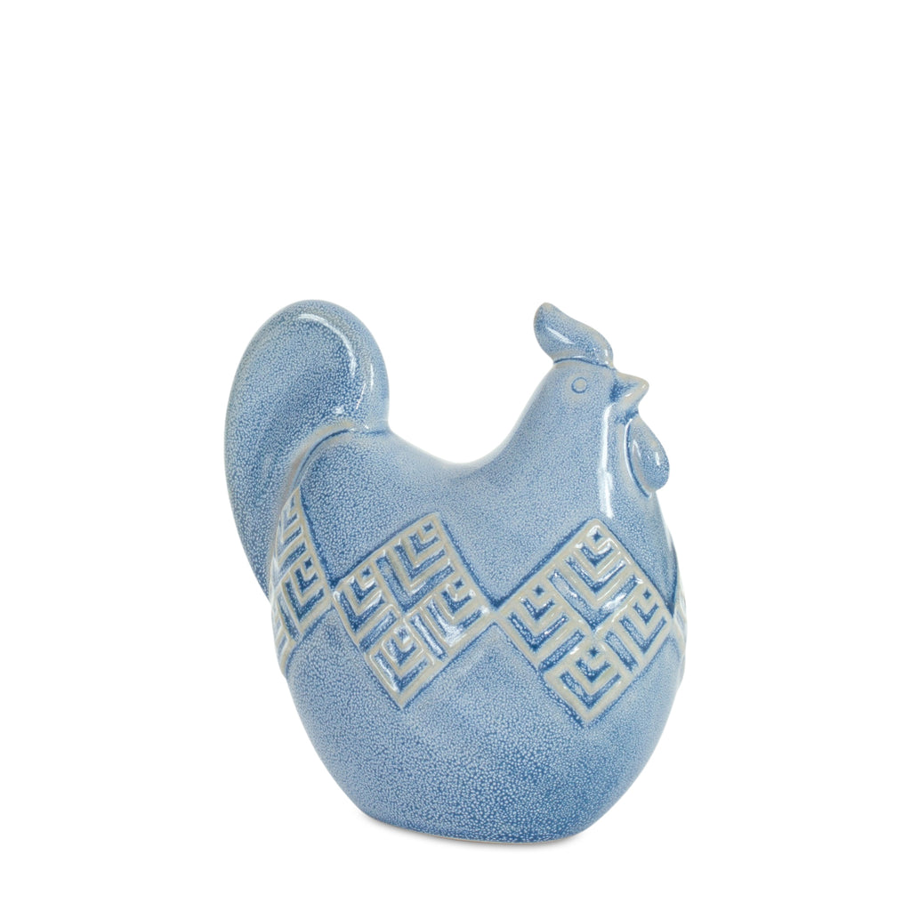 Set of 2 Blue Ceramic Chicken - Bombay Mercantile