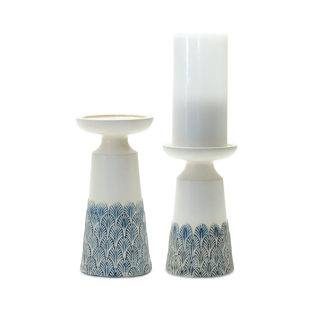 Set of 2 Scallop Design Candle Holder - Bombay Mercantile