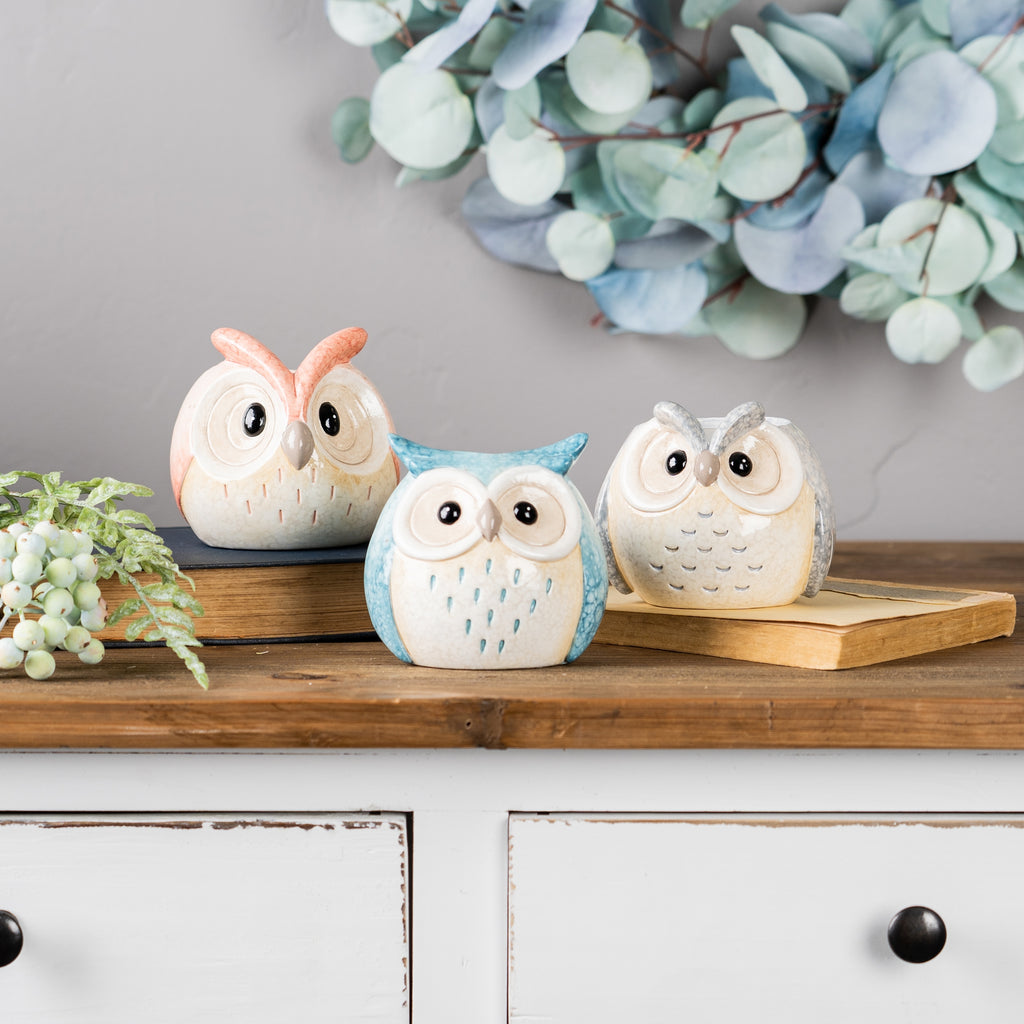 Set of 3 Terracotta Owl - Bombay Mercantile