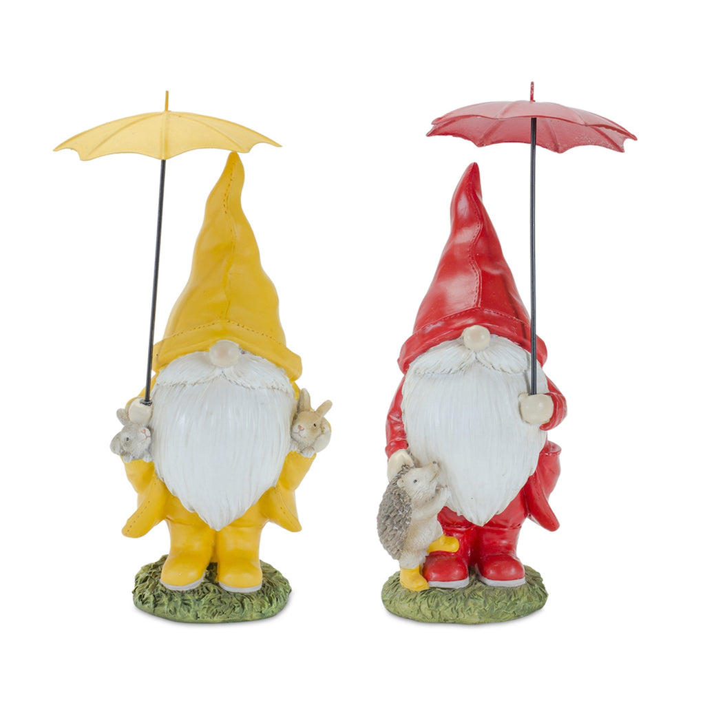 Yellow/ Red Gnome W/ Umbrella, Set of 4 - Bombay Mercantile