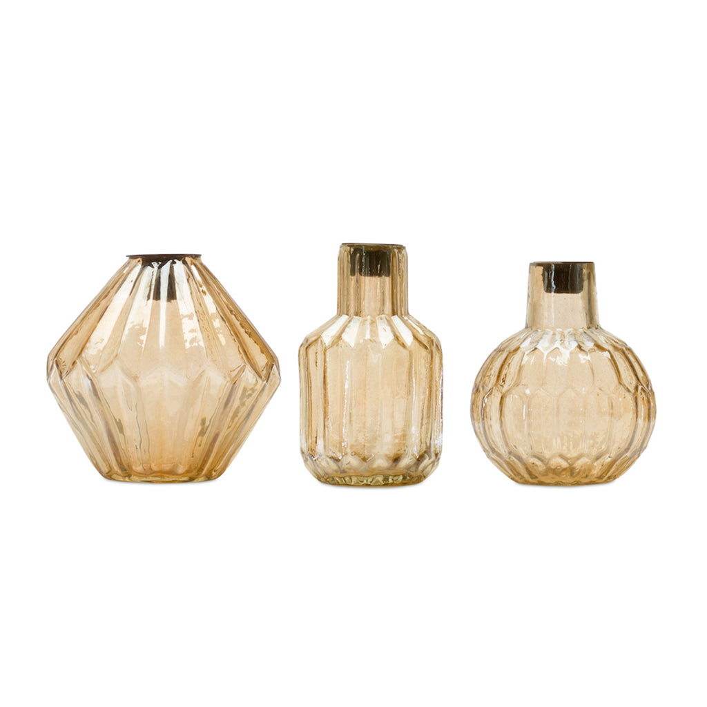 Orange Glass Candle holder, Set of 3 - Bombay Mercantile