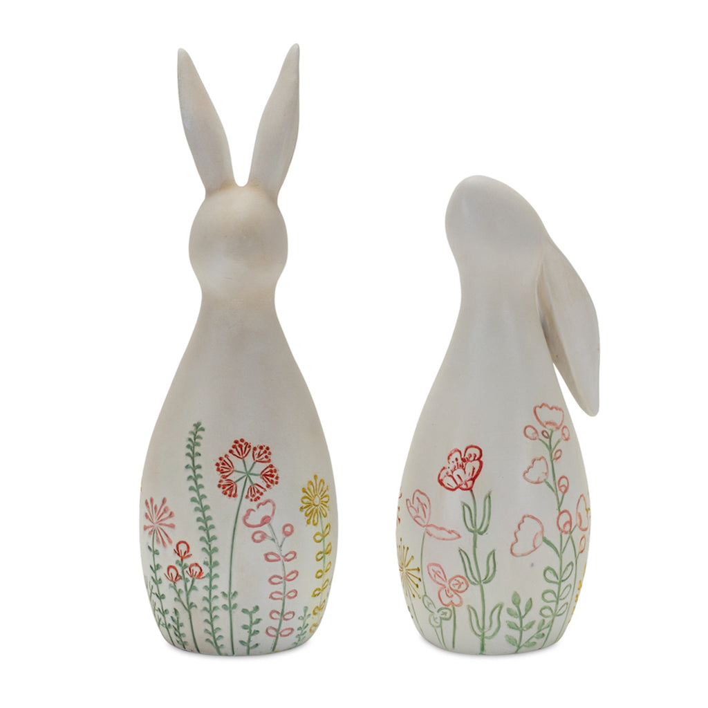 Set of 2 Resin Rabbits - Bombay Mercantile
