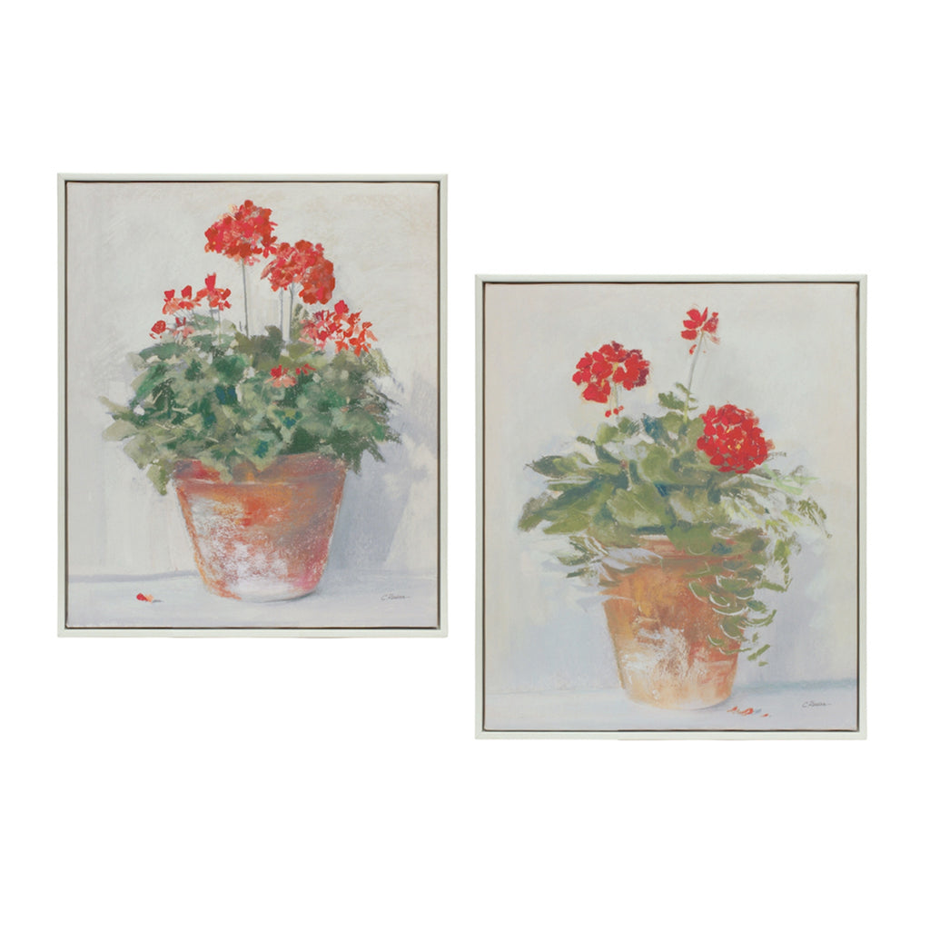 Set of 2, Framed Potted Geranium Print - Bombay Mercantile
