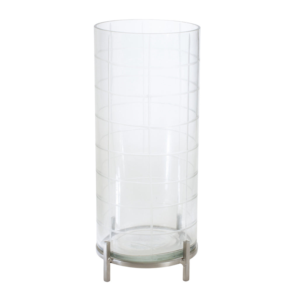 Checkered Glass/ Iron Candle Holder - Bombay Mercantile