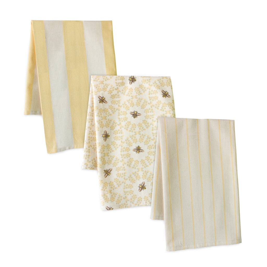 Yellow/ White Tea Towel (Set of 3) - Bombay Mercantile
