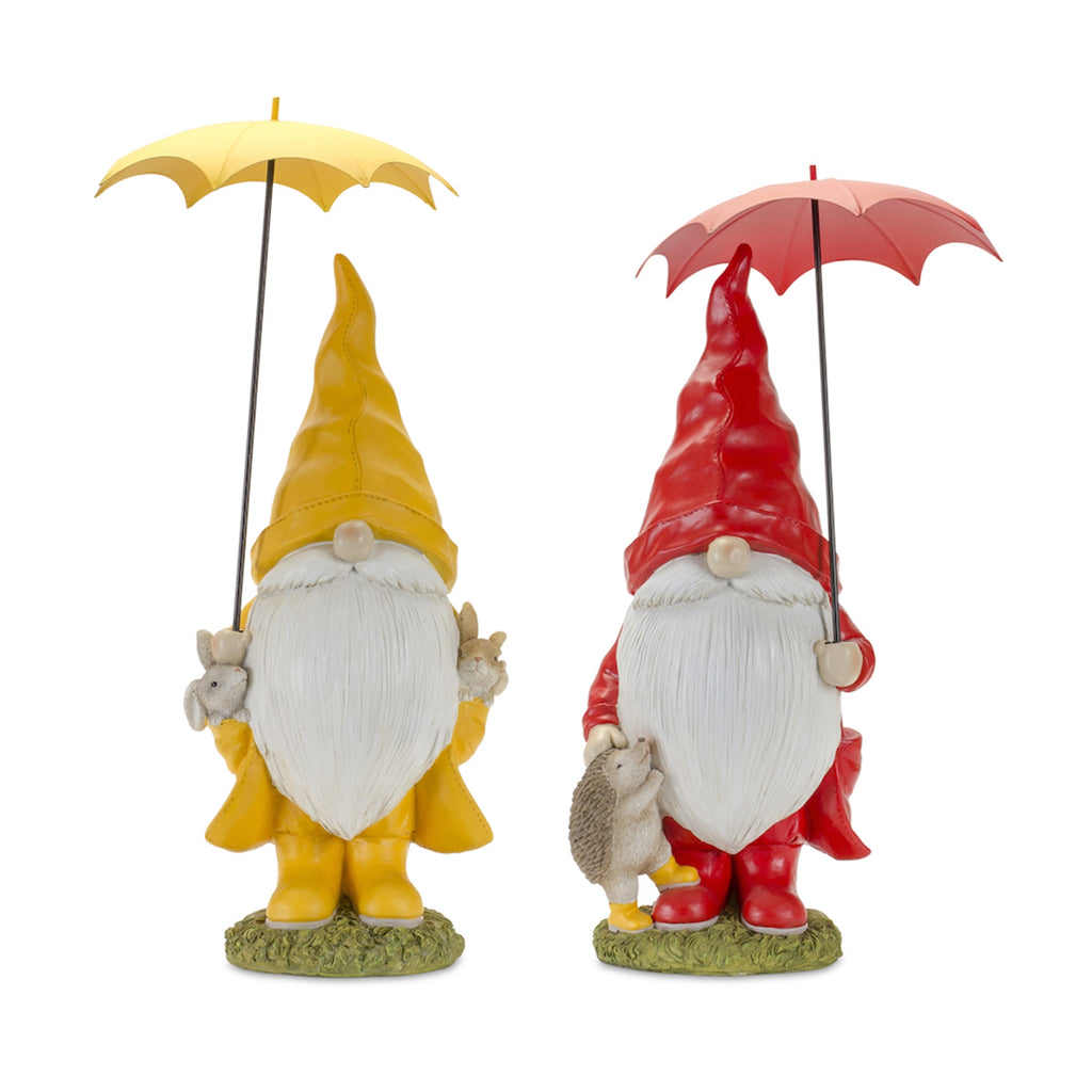 Garden Gnome W/Umbrella, Set of 2 - Bombay Mercantile
