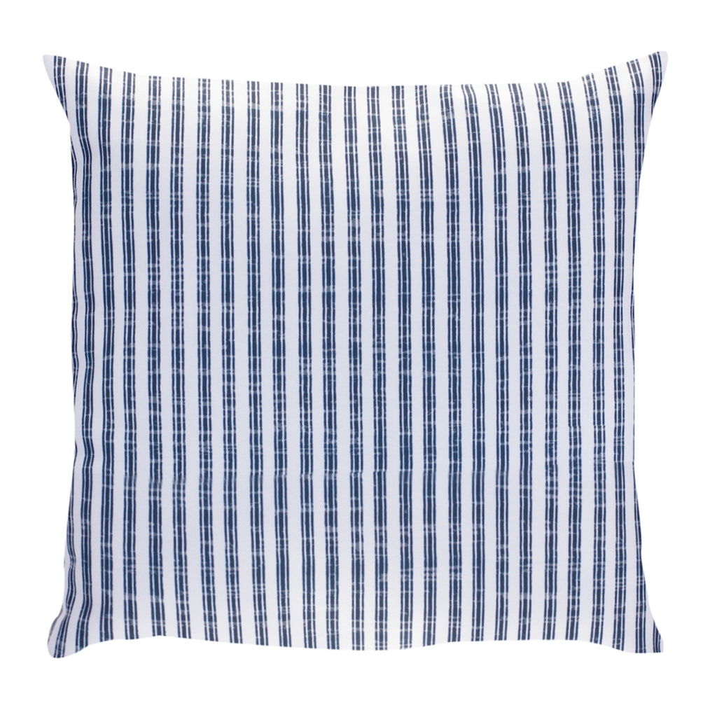 Blue and White Lining Print Square Pillow - Bombay Mercantile