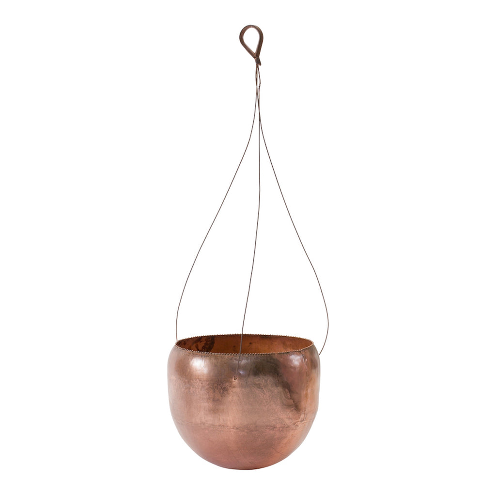 Hanging Metal Copper Finish Planter - Bombay Mercantile