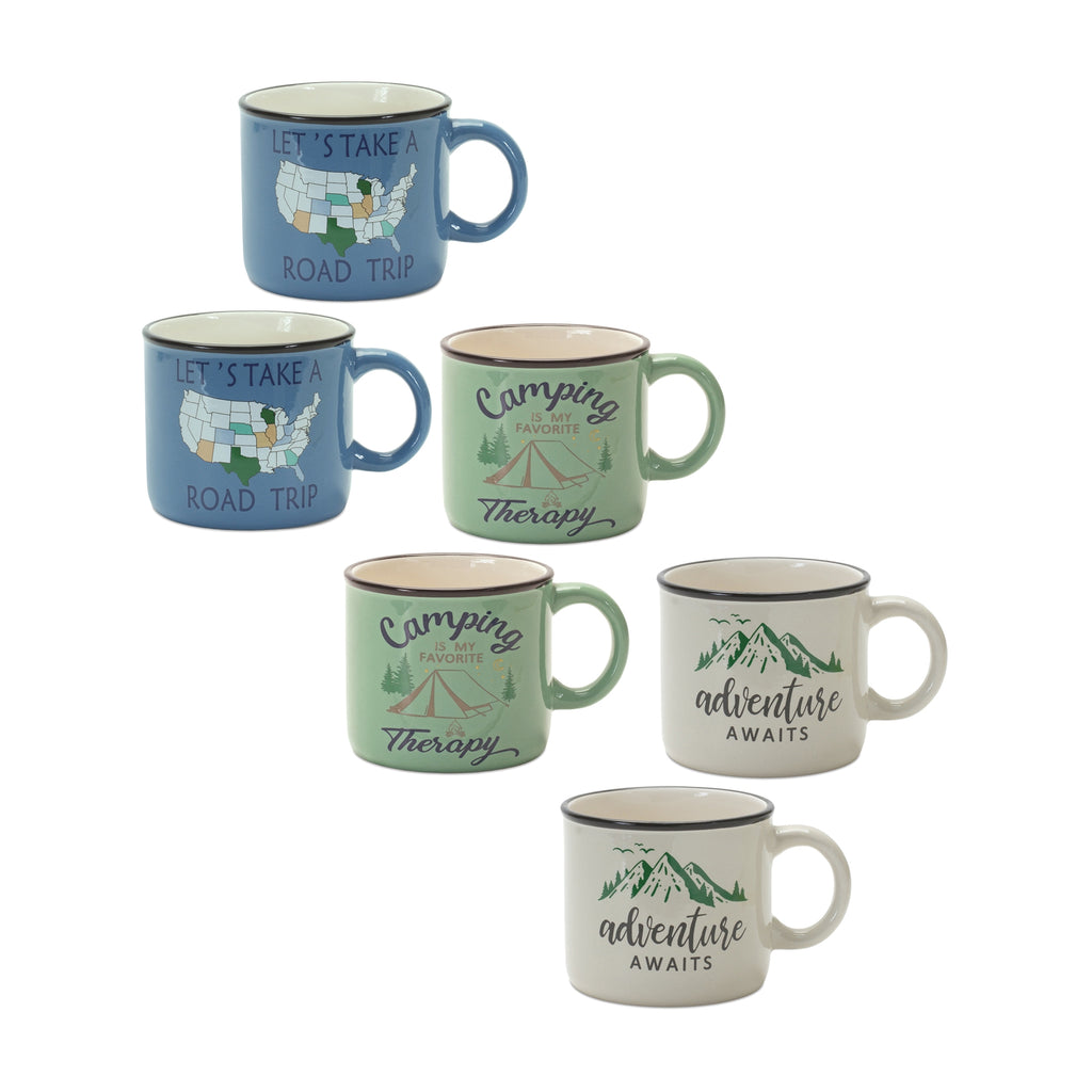 Set of 6, Trip/Camping/Adventure Mugs - Bombay Mercantile