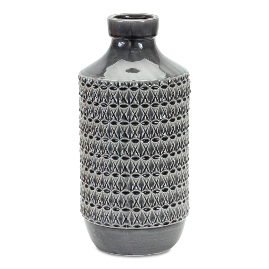 Black Grey Terracotta Vase - Bombay Mercantile