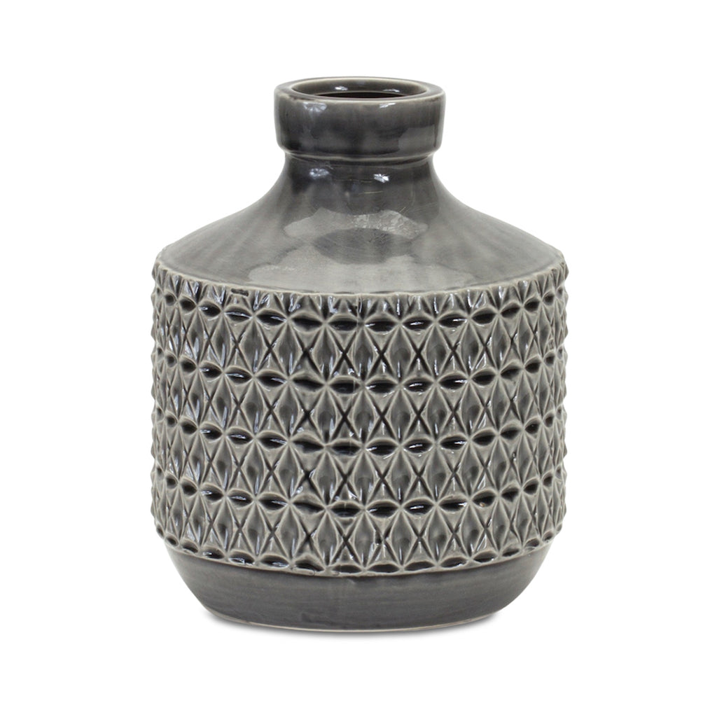 Black Grey Terracotta Vase - Bombay Mercantile