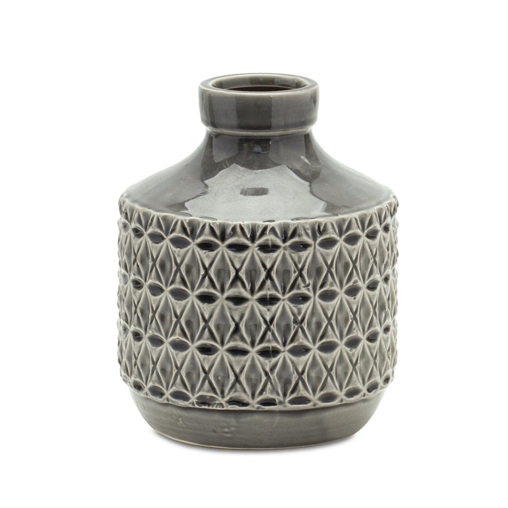 Black Grey Terracotta Vase - Bombay Mercantile
