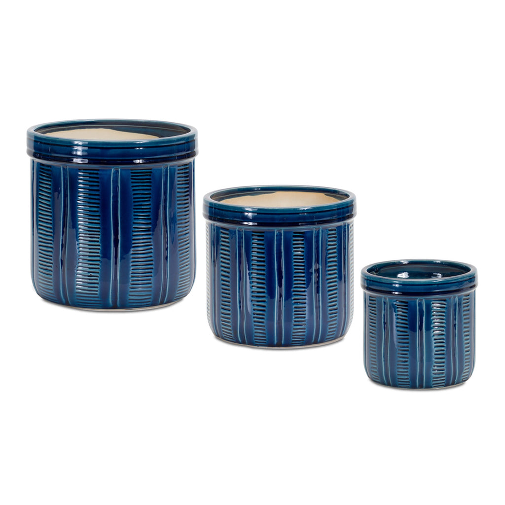 Set of 3 Blue Containers - Bombay Mercantile