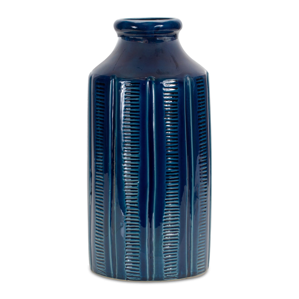 Blue Terracotta Tall Vase - Bombay Mercantile